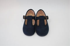 Navy Blue Suede Pepito with Buckle